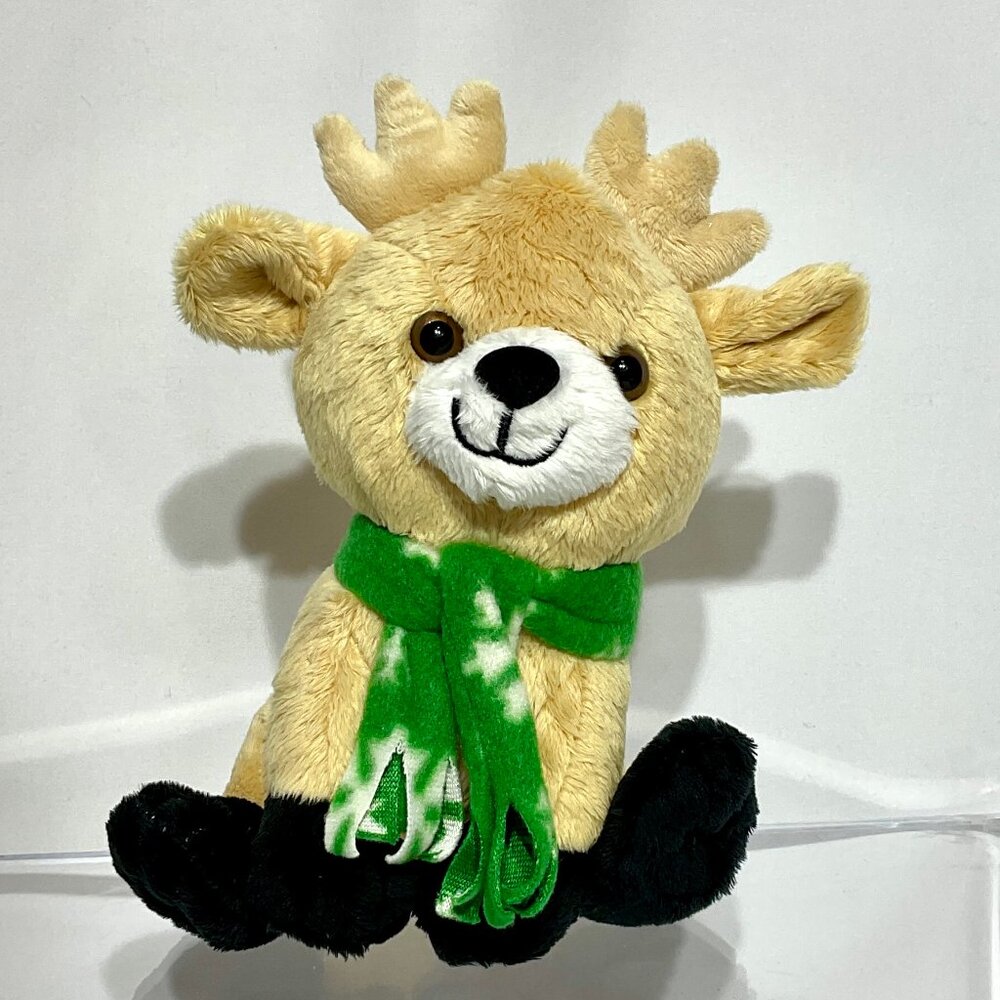 Reindeer Plush with Green Scarf Animal Adventure Christmas 9"